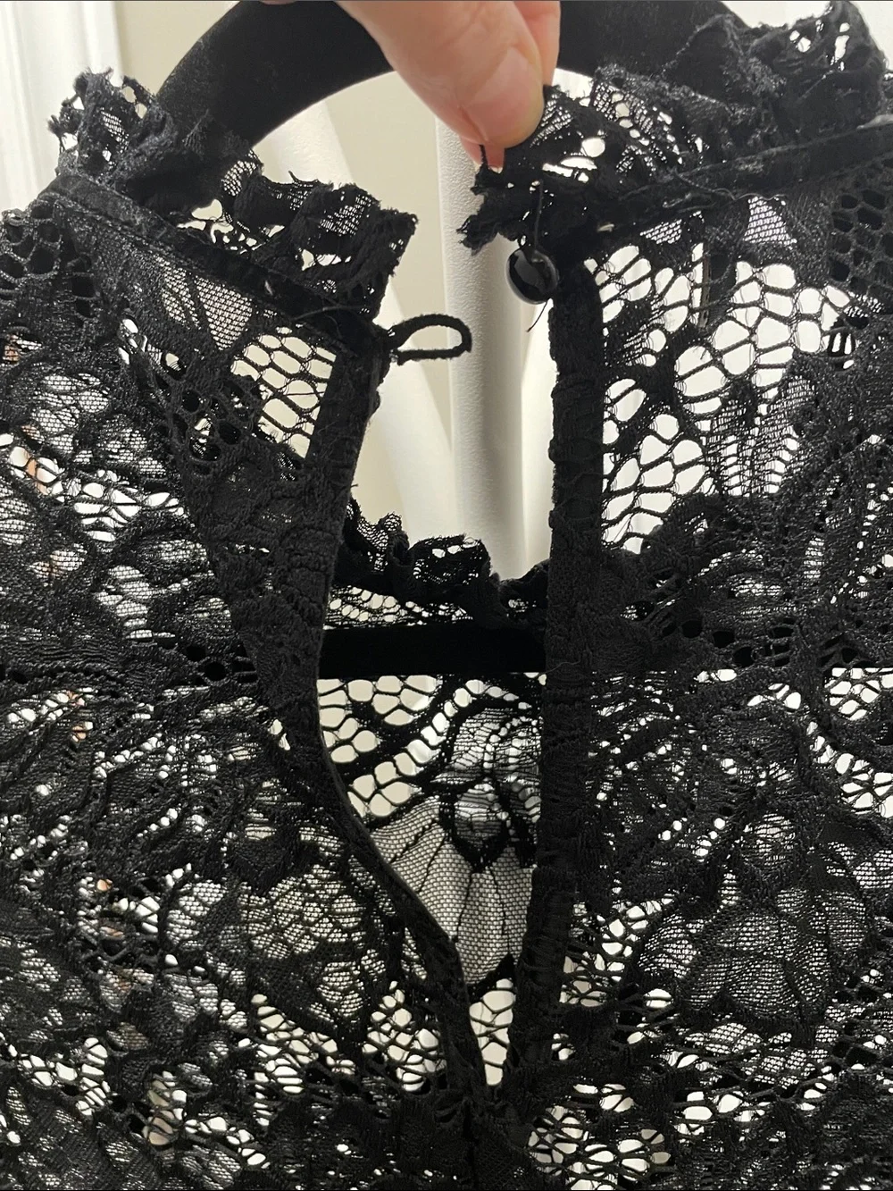 Only Black Lace Ruffle Hem Long Sleeve Blouse - Picture 5 of 5